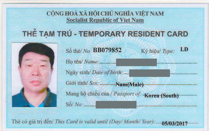 Thẻ tạm trú dành cho người nước ngoài ở Việt Nam