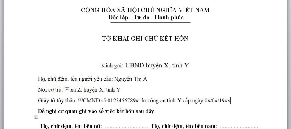 Ghi chú kết hôn với người Trung Quốc mới nhất