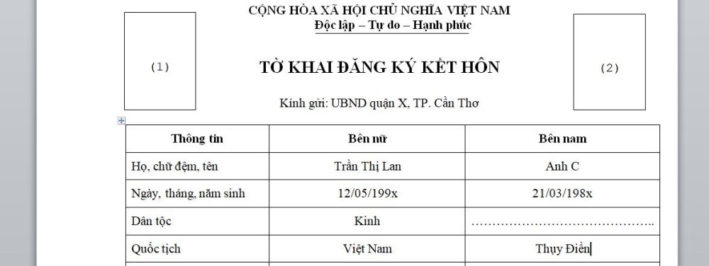 Tờ khai đăng ký kết hôn với người Thụy Điển | Kết hôn với người Thụy Điển mới nhất