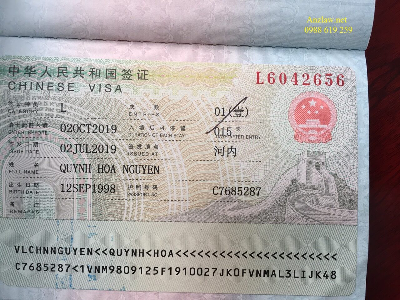 Visa thương mại 3 tháng Trung Quốc