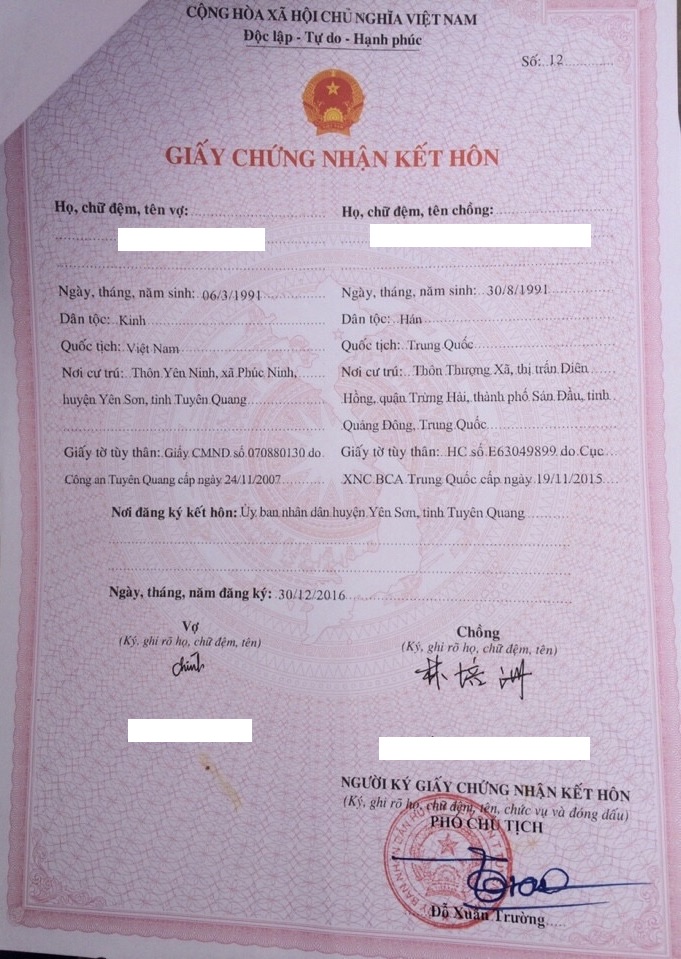 Giấy chứng nhận kết hôn | Thủ tục đăng ký kết hôn tại UBND cấp huyện 