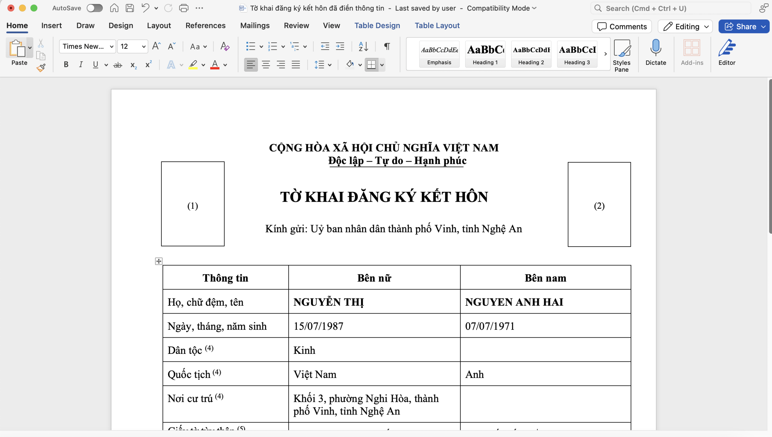 Tờ khai đăng ký kết hôn - Hồ sơ thủ tục kết hôn với người Anh tại Việt Nam Tờ khai đăng ký kết hôn - Hồ sơ thủ tục kết hôn với người Anh tại Việt Nam