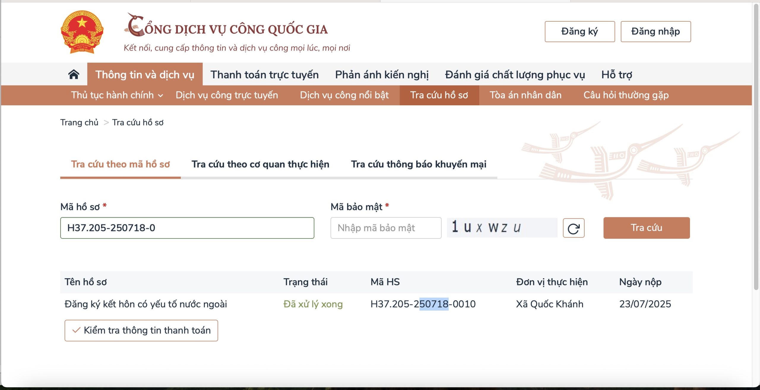 Nộp hồ sơ thủ tục kết hôn với người Cô-oét qua dịch vụ công