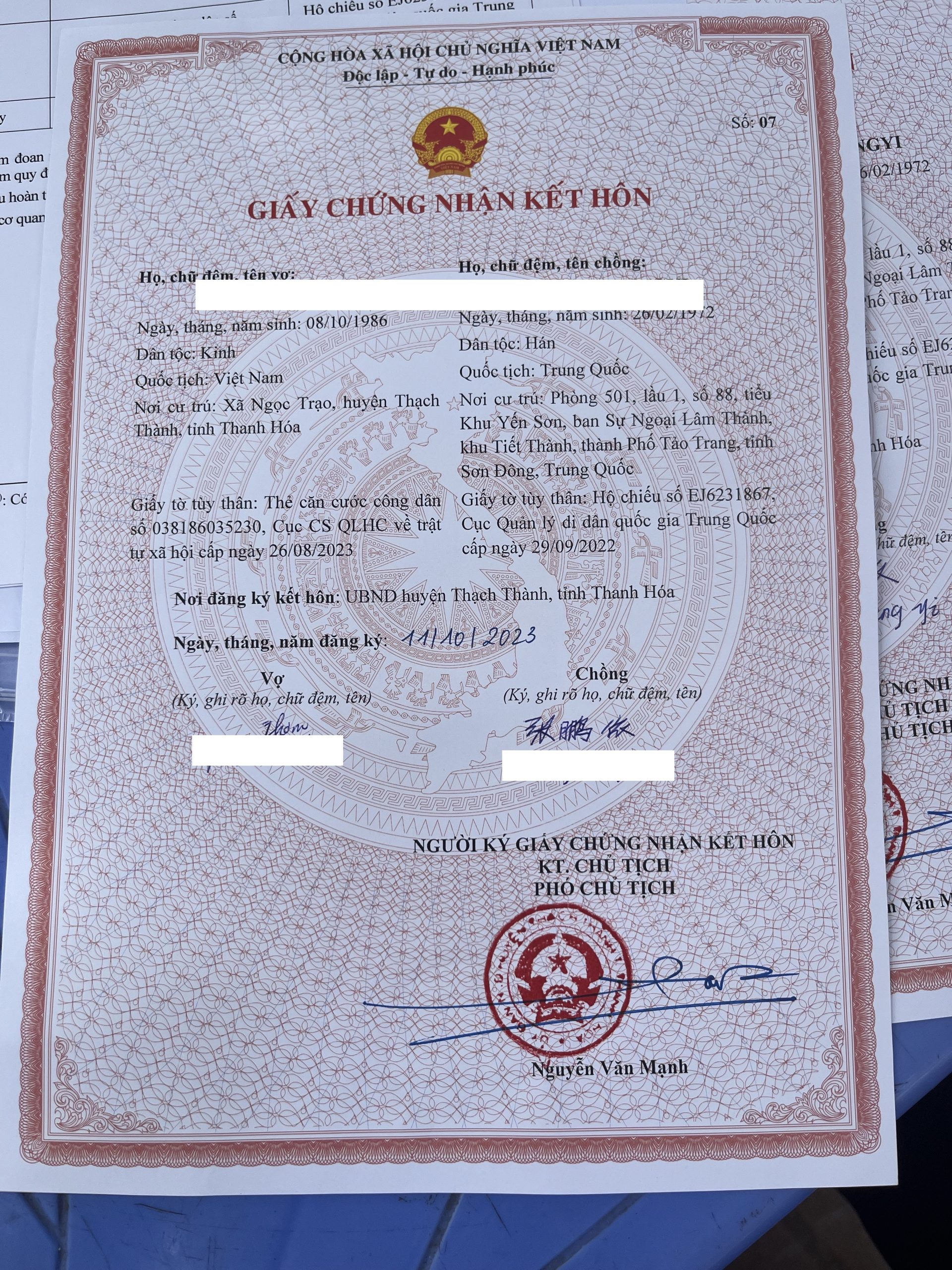Thủ tục kết hôn với người Trung Quốc tại Việt Nam