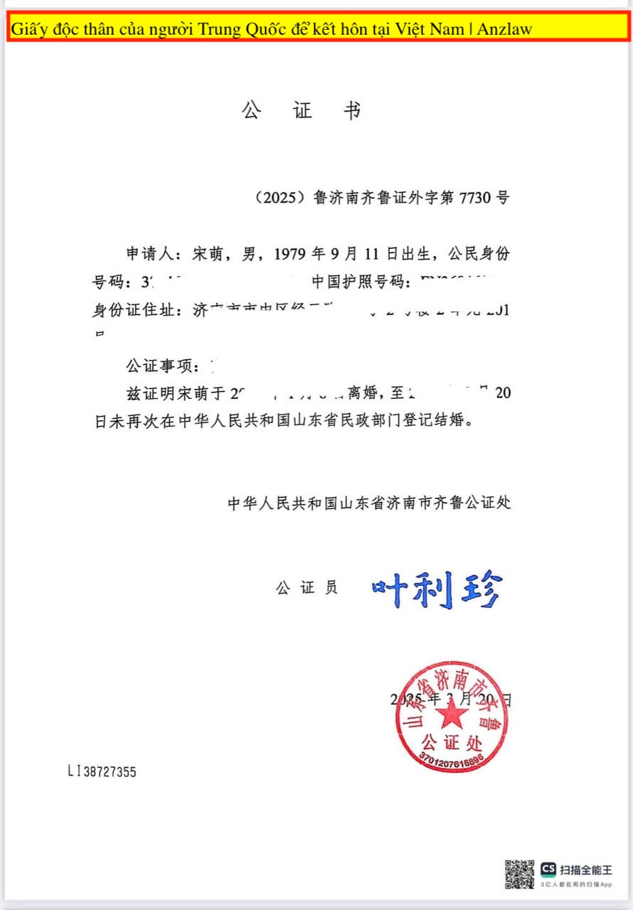 Giấy tờ của người Trung dùng để đăng ký kết hôn Giấy tờ của người Trung dùng để đăng ký kết hôn