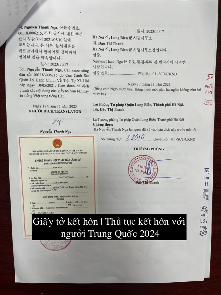 Hồ sơ đăng ký kết hôn | Thủ tục kết hôn với người Trung Quốc 2024