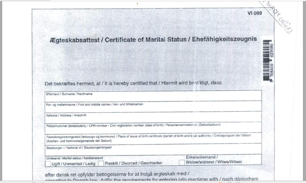 Giấy tờ để thực hiện thủ tục đăng ký kết hôn với người Đan Mạch Giấy tờ để thực hiện thủ tục đăng ký kết hôn với người Đan Mạch