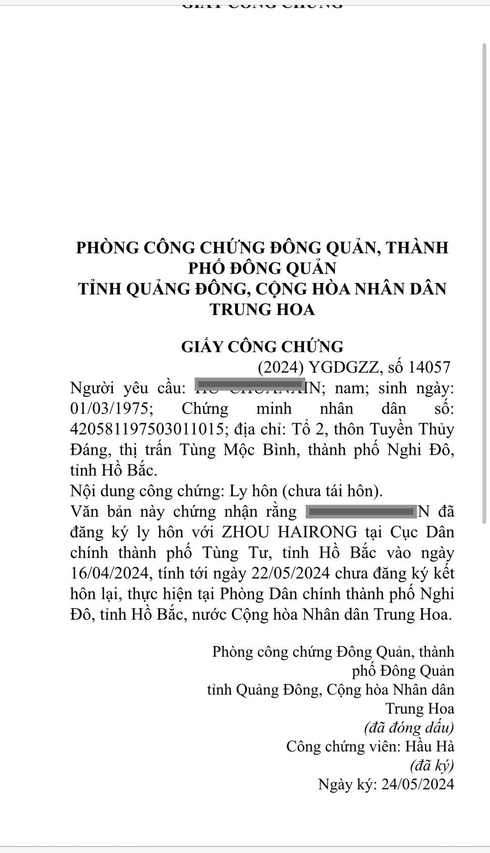 Dịch vụ làm giấy độc thân cho người nước ngoài