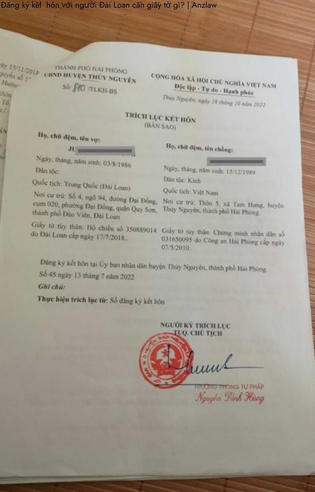 Đăng ký kết hôn với người Đài Loan cần giấy tờ gì? | ảnh minh họa Đăng ký kết hôn với người Đài Loan cần giấy tờ gì? | ảnh minh họa