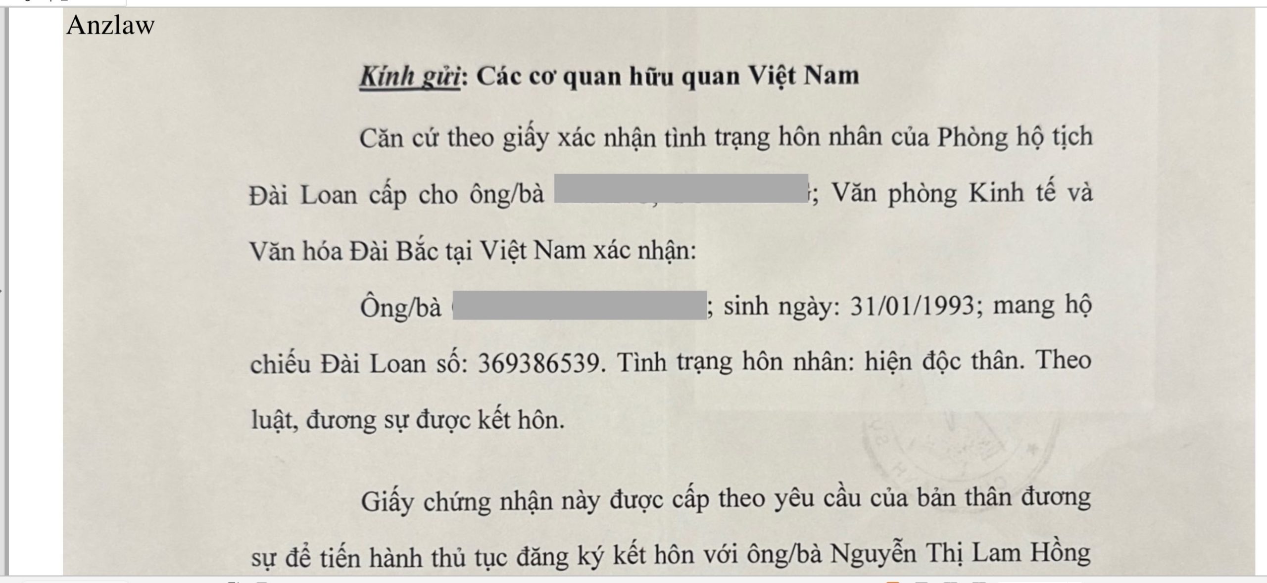 Làm kết hôn với người Đài Loan cần giấy tờ gì?